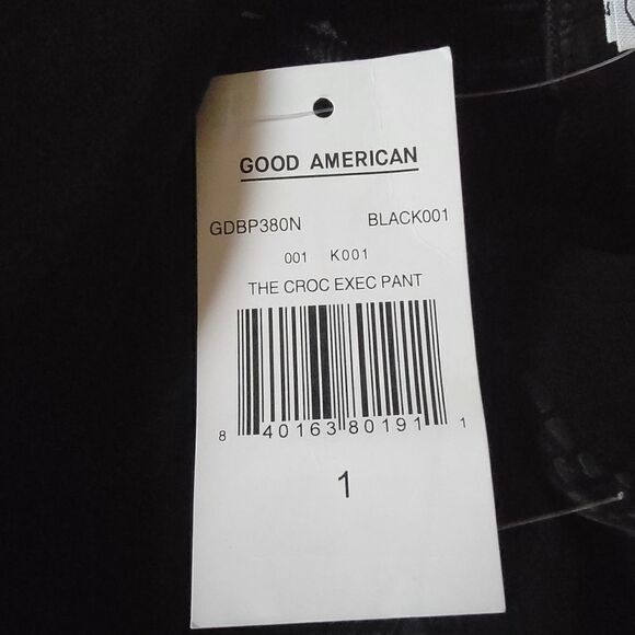 🆕️ Good American Croc Exec Faux Leather Tonal Snake High Waist Pants in Black - Picture 15 of 15